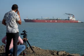 An Indian liquefied petroleum gas (LPG) carrier, Shivalik, arrives at Mundra Port via the Strait of Hormuz, in Gujarat, India, March 16, 2026