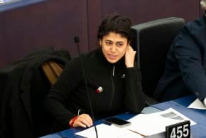 Rima Hassan during the plenary session and votes of the european parliament, in Strasbourg, on February 10, 2026.