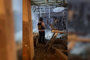 Damaged caused by shrapnel of an Iranian missile in central Israel, April 3, 2026.