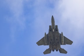 Israeli Air Force fighter jet seen in central Israel amid the ongoing war, April 6, 2026.