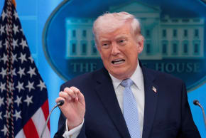 US President Donald Trump holds a press conference in the James S. Brady Press Briefing Room at the White House in Washington, DC, US, April 6, 2026.