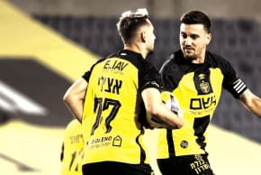 BEITAR JERUSALEM players celebrate a dramatic late winner at Teddy Stadium – their joy echoing through empty stands as fans cheer from afar in homes and shelters across Israel. 