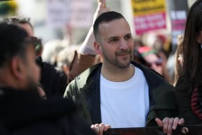 Leader of the Green Party, Zack Polanski, takes part in a march against far-right extremism from Park Lane to Trafalgar Square, organised by the Together Alliance, a coalition of unions and civil society groups, in London, Britain, March 28, 2026. 
