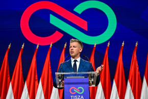 PETER MAGYAR, leader of the opposition Tisza Party, speaks during a press conference a day after the parliamentary election, in which Hungarian Prime Minister Viktor Orban conceded defeat, Budapest, Hungary, April 13, 2026.