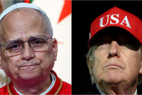 A combination picture shows Pope Leo XIV and and U.S. President Donald Trump after disembarking Air Force One at Joint Base Andrews in Maryland, US, April 12, 2026.