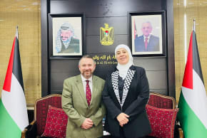 RAMALLAH GOVERNER Laila Ghannam with the British Ministry of Defence’s Senior Adviser for the Middle East and North Africa, General Edward Ahlgren.