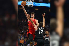 PORTLAND TRAIL BLAZERS Israeli forward Deni Avdija drives on Phoenix Suns guard Collin Gillespie for two of his game-high 41 points in the Blazers’ 114-110 victory