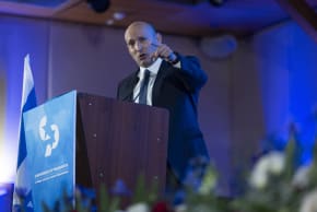 Former Prime Minister Naftali Bennett attends a Conference of Presidents of Major American Jewish Organizations in Jerusalem, on February 17, 2026.
