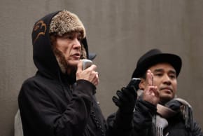 Kim Aris, the son of Myanmar's detained former leader Aung San Suu Kyi, delivers a speech during a protest rally organized by Myanmar people residing in Japan outside Myanmar's embassy in Tokyo, Japan, December 14, 2025. 
