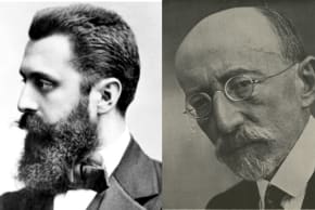 Theodor Herzl and Ahad Ha'am Asher Ginsberg.