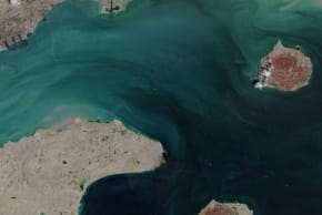 A satellite image shows the ship movement at the Strait of Hormuz on April 2, 2026.