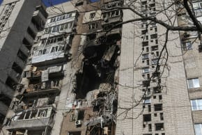 AN APARTMENT building hit by a Russian drone strike, amid Russia's attack on Ukraine, in Dnipro, Ukraine April 23, 2026.