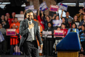 Mayor Zohran Mamdani arrives to deliver his 100 Days Address, a speech dedicated to outlining the progress made on his core campaign promises since taking office, in Queens, New York City, U.S., April 12, 2026.