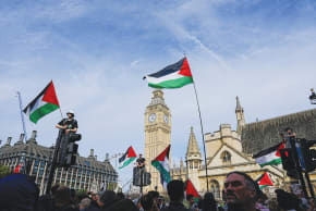 ’LIFT THE BAN’ rally organized by Defend Our Juries, challenging the British government’s proscription of ‘Palestine Action’ under anti-terrorism laws, in London’s Parliament Square, Sept. 6, 2025