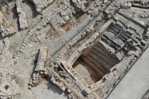 Aerial photo of Tel Hebron's Second Temple period mikvah, April 30, 2026.