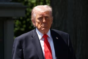 US President Donald Trump departs the White House in Washington, DC, US, May 1, 2026. 