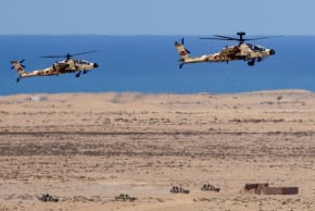 Moroccan Apache helicopters take part in the "African Lion" joint military exercise between US and Moroccan forces in the Tan-Tan region in southwestern Morocco on May 8, 2026.
