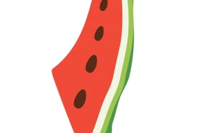 Ilustración de una sandía con la forma de Israel.
