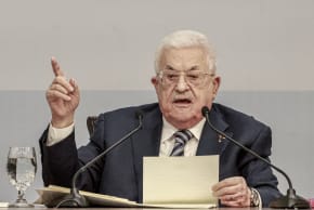 Palestinian president Mahmud Abbas delivers a speech during the eighth Fatah Conference in the West Bank city of Ramallah on May 14, 2026.