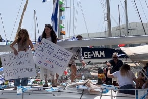 Israeli activists on board one of the vessels of the Israeli 'Hasbara' flotilla. May 17, 2026.