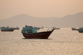 Vessels in the Strait of Hormuz, Musandam, Oman, May 18, 2026. 