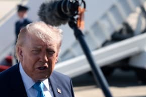 U.S. President Donald Trump speaks to the media as he departs Joint Base Andrews for the United States Coast Guard Academy in Connecticut, in Maryland, U.S., May 20, 2026.
