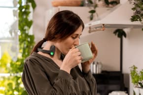 "A wearable vagus nerve stimulator marketed as a fast, non-drug solution for stress relief and improved sleep."