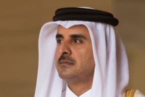 DOHA, QATAR - 20 Mar 2018: Emir of the State of Qatar Sheikh Tamim bin Hamad Al Thani during the official visit of the president of Ukraine Petero Poroshenko to the State of Qatar