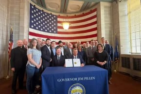 The executive order signing ceremony at the State Capitol in Lincoln, Nebraska.