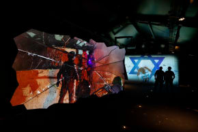 Images from the 'We Shall Rise' installation at the Azrieli Mall in Tel Aviv.