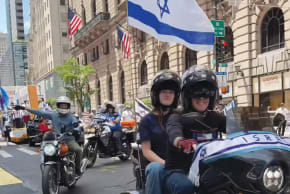 Chai Riders line up in this year’s Salute to Israel parade in Manhattan, May 31.