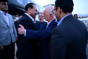 Chief of Defence Forces of Pakistan, Field Marshal Asim Munir is welcomed by Iranian Interior Minister Eskandar Momeni, upon his arrival, as a part of the ongoing mediation efforts between the U.S. and Iran, in Tehran, Iran, May 22, 2026.