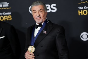 Kennedy Center Honors recipient actor Sylvester Stallone poses on the red carpet for the 2025 Kennedy Center Honors at the John F. Kennedy Center for the Performing Arts in Washington, DC, US, December 7, 2025. 