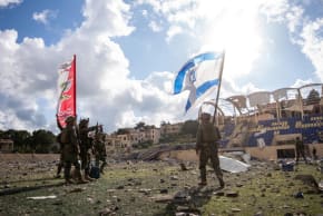 IDF soldiers in the Bint Jbail stadium, southern Lebanon, July 15, 2026.