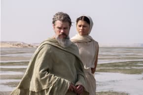 ZENDAYA PLAYS the apparition of Athena who appears to Odysseus (Matt Damon) and gives him some aphoristic guidance.