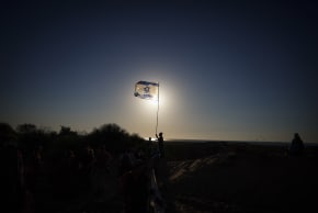 Jews who support the re-establishment of Israeli settlements in the Gaza Strip march near the Israeli border with Gaza, in southern Israel, July 19, 2026