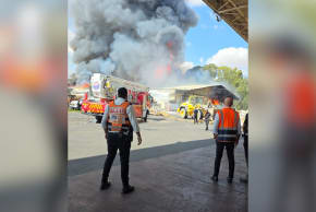 United Hatzalah volunteers at the scene of a fire in Sderot's industrial area, July 27, 2026.