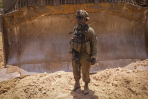 An Israeli soldier is seen during an Israeli military operation in Ayta ash Shab, southern Lebanon, May 17, 2026. 