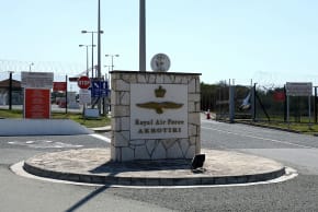 The entrance of RAF Akrotiri pictured on March 2, 2026 in Akrotiri, Cyprus.