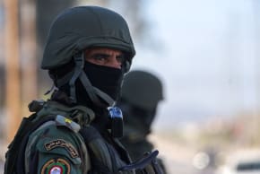 Palestinian security forces deploy at the Jenin camp for Palestinian refugees in the north of the West Bank on December 18, 2024.