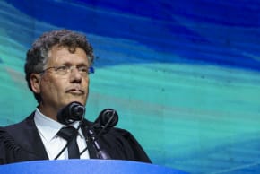 President of the Supreme Court Isaac Amit speaks during a swearing-in ceremony for newly admitted lawyers in Jerusalem, July 28, 2026.