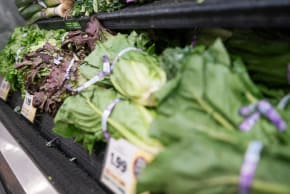 Lettuce is displayed for sale, amid reports of slumping consumer confidence in lettuce and other fresh produce during the current cyclosporiasis outbreak that has sickened thousands across the US, at a grocery store in Washington, DC, US, July 24, 2026. 