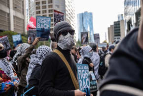 Pro-Palestinian protesters gathered outside Chicago's Israeli consulate to protest settler violence