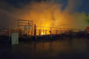 A fire broke out in an underground parking garage at the construction site of the future BIG shopping complex in Petah Tikva, August 8, 2026.