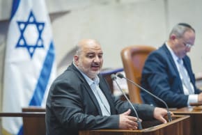 MANSOUR ABBAS attends a plenum session at the Knesset’s assembly hall in Jerusalem last month.