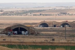 Abu al-Duhur base is seen following reported Israeli strikes, Syria, August 18, 2026