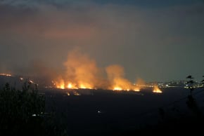 Smoke rises from fires ignited by Israeli shelling that targeted the plain of Marjayoun in southern Lebanon on August 25, 2026. 