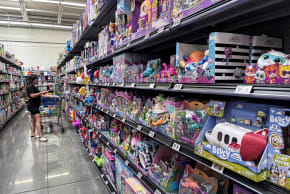 A woman shops for toys at a store in Houston, Texas, on August 24, 2026.