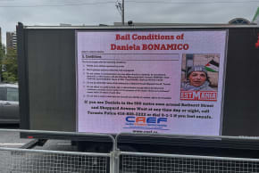 Billboard truck calls out antisemitism in neighborhoods targeted weekly by pro-Palestinian protesters on August 30, 2026.
