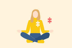 EMOTIONAL SCARS remain. Illustration of a woman with a puzzle-piece shaped hole in her chest, with the corresponsing puzzle piece seen floating beside her. 